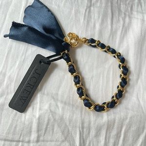 J.Crew Fabric Chain Bracelet Dark Navy Ribbon NWT!